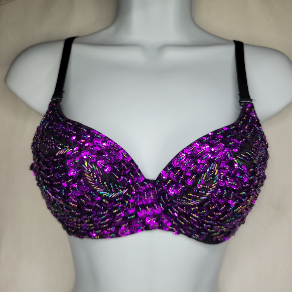 iHeartRaves Purple Sequin Beaded Festival Bra Top - Rave Wear